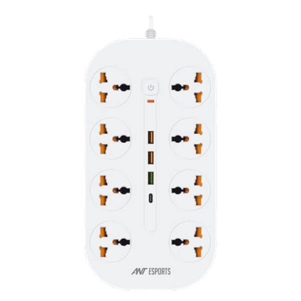 Ant Esports PS831 Power Strip with USB Ports (White)