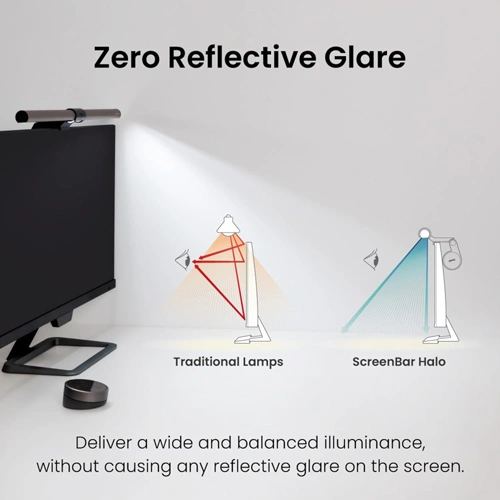 BenQ ScreenBar Halo Metallic Grey Monitor Light with Controller