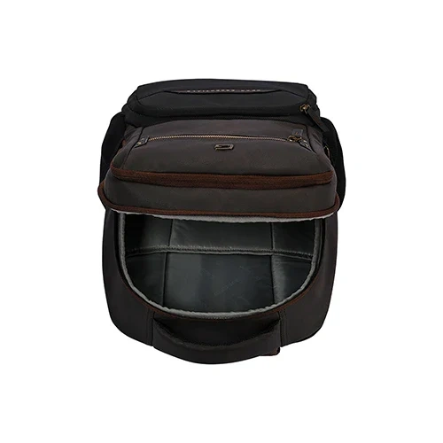 Gear Quantum 3 Anti-Theft Faux Leather Brown-Black Laptop Backpack, With Raincover