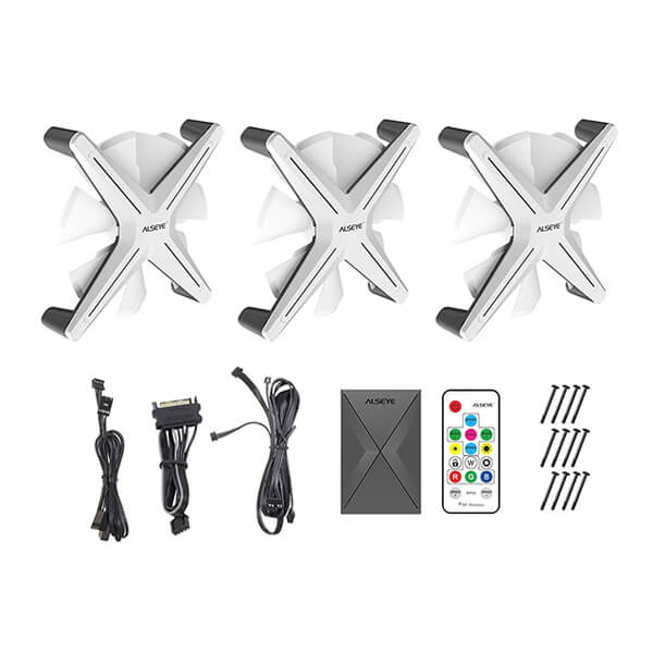 Alseye X12 ARGB White 120mm Cabinet Fan (Triple Pack)