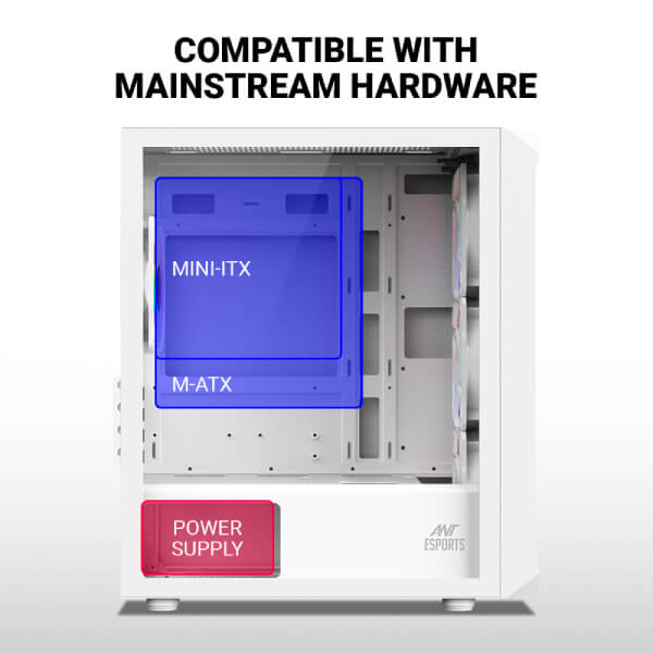 Ant Esports 205 Mini 6F ARGB White M-ATX Case