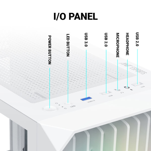 Ant Esports 205 Mini 6F ARGB White M-ATX Case