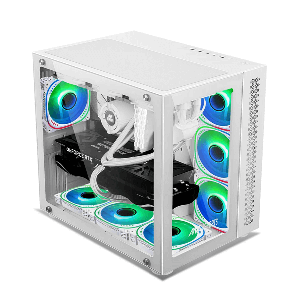 Ant Esports Crystal ARGB White E-ATX Mid Tower Case