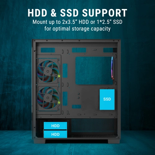Ant Esports Crystal X3 LCD ARGB ATX Mid Tower Case