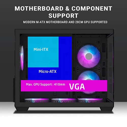 Ant Esports Crystal X6 Mini ARGB M-ATX Mini Tower Case