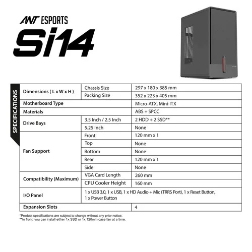 Ant Esports Si14 M-ATX Mini Tower Case
