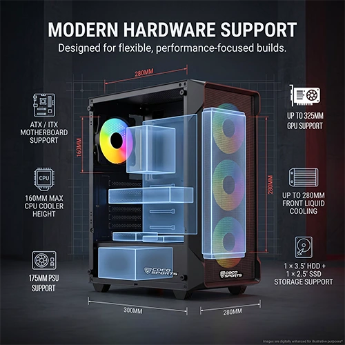Coco Sports Nova 550 ARGB ATX Mid Tower Case