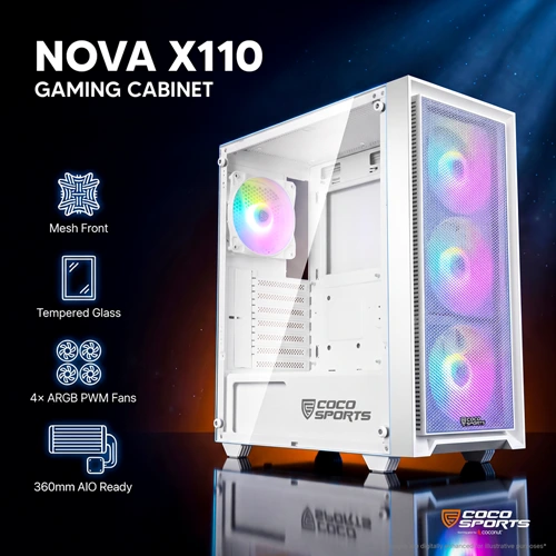 Coco Sports Nova X110 White ARGB ATX Mid Tower Case