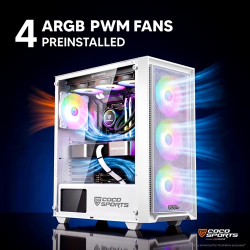 Coco Sports Nova X110 White ARGB ATX Mid Tower Case