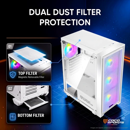 Coco Sports Nova X110 White ARGB ATX Mid Tower Case