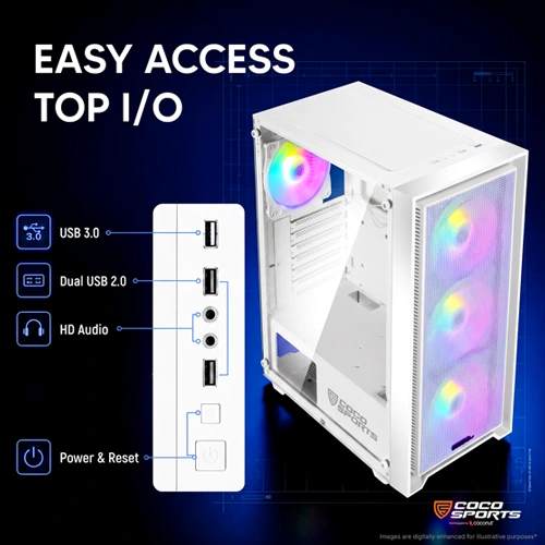 Coco Sports Nova X110 White ARGB ATX Mid Tower Case