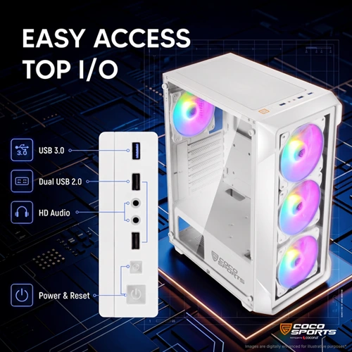 Coco Sports Nova X220 White ARGB ATX Mid Tower Case