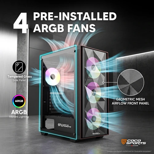 Coco Sports Nova X660 ARGB ATX Mid Tower Case