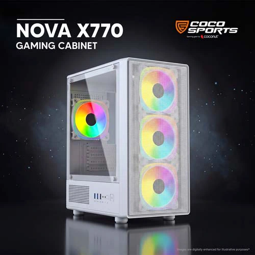 Coco Sports Nova X770 White ARGB M-ATX Mini Tower Case
