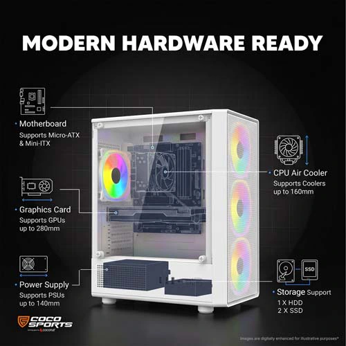 Coco Sports Nova X770 White ARGB M-ATX Mini Tower Case
