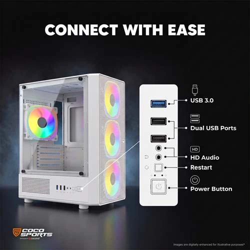 Coco Sports Nova X770 White ARGB M-ATX Mini Tower Case