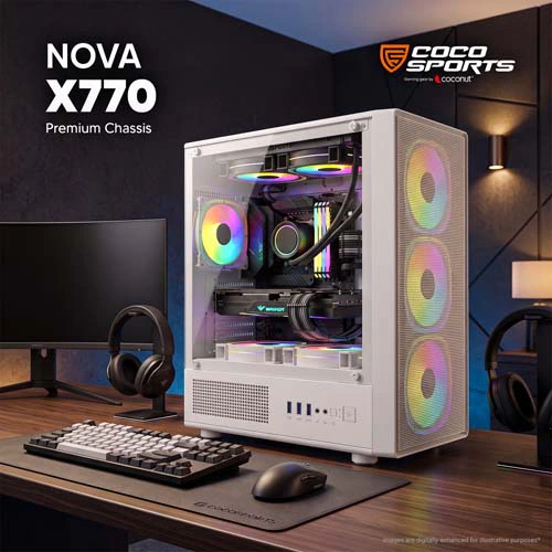 Coco Sports Nova X770 White ARGB M-ATX Mini Tower Case
