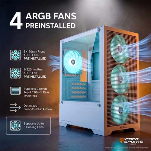 Coco Sports Nova X880 White ARGB M-ATX Mini Tower Case