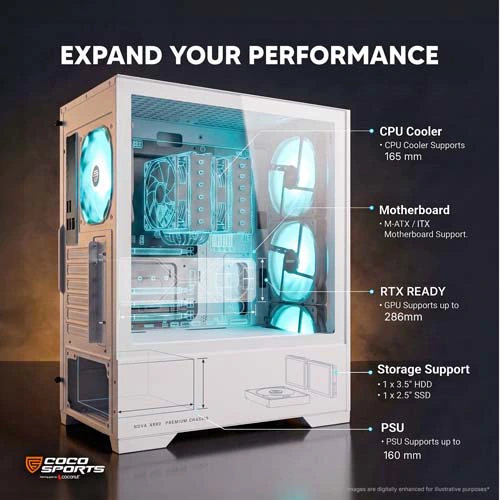 Coco Sports Nova X880 White ARGB M-ATX Mini Tower Case