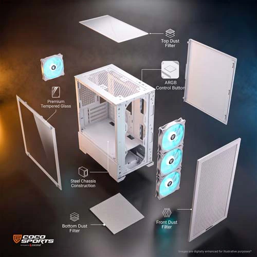 Coco Sports Nova X880 White ARGB M-ATX Mini Tower Case