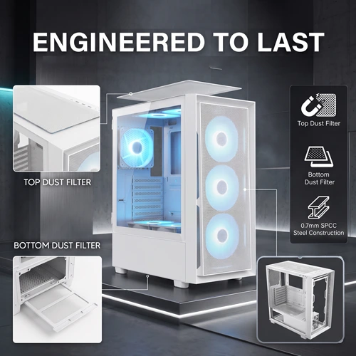Coco Sports RAMPAGE 3000D White ARGB E-ATX Mid Tower Case