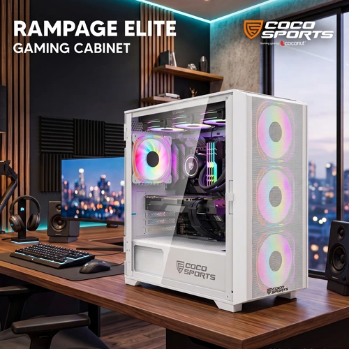 Coco Sports RAMPAGE Elite White ARGB ATX Mid Tower Case