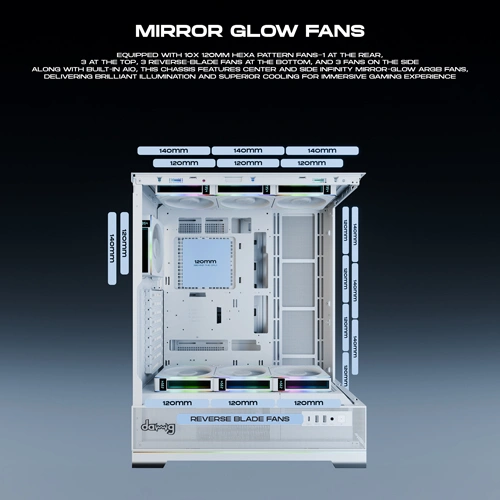Dawg Y 990 ARGB E-ATX Mid Tower White Case with Pre-installed 360mm AIO Cooler