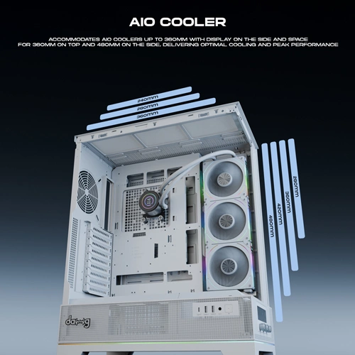 Dawg Y 990 ARGB E-ATX Mid Tower White Case with Pre-installed 360mm AIO Cooler