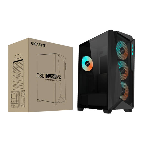 Gigabyte C301 Glass V2 ARGB E-ATX Mid Tower Case