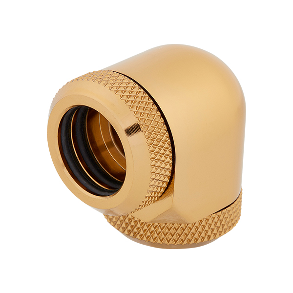 Corsair Hydro X Series XF Hardline 90&deg; 14mm OD Fitting Twin Pack (Gold)