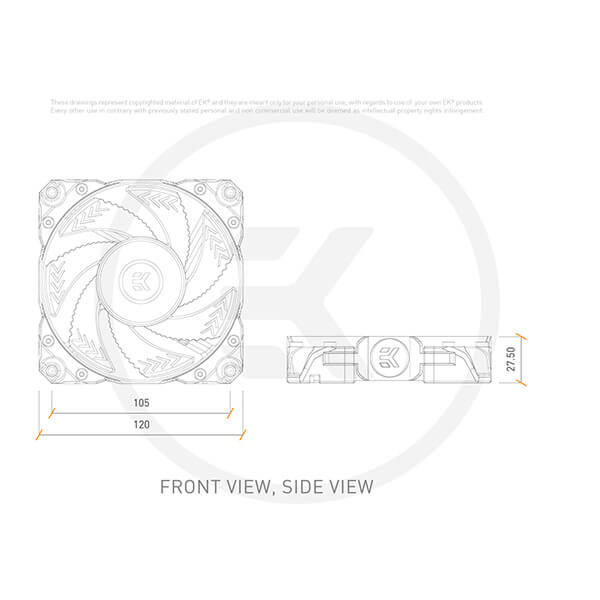 EK-Vardar X3M 120ER - 120mm D-RGB Cooling Fan (2200RPM, 67CFM) - Black