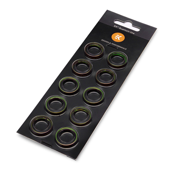 EK-Quantum Torque - Color Ring - 10-Pack HDC 16 - For 16mm Hard Tube Compression Fittings (Green)