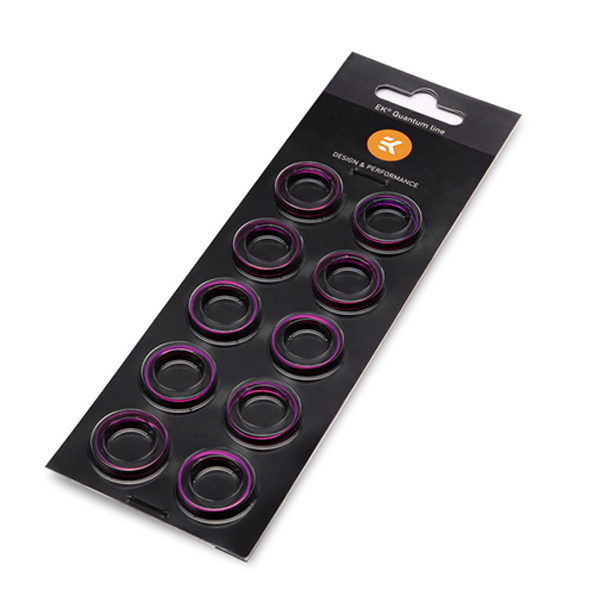 EK-Quantum Torque - Color Ring - 10-Pack HDC 16 - For 16mm Hard Tube Compression Fittings (Purple)