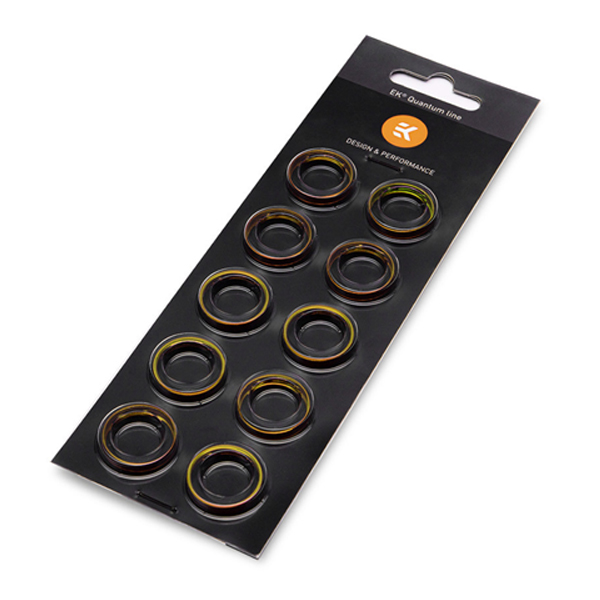 EK-Quantum Torque - Color Ring - 10-Pack STC 10/16 - For 10mm ID/ 16mm OD Soft Tube Compression Fittings (Gold)
