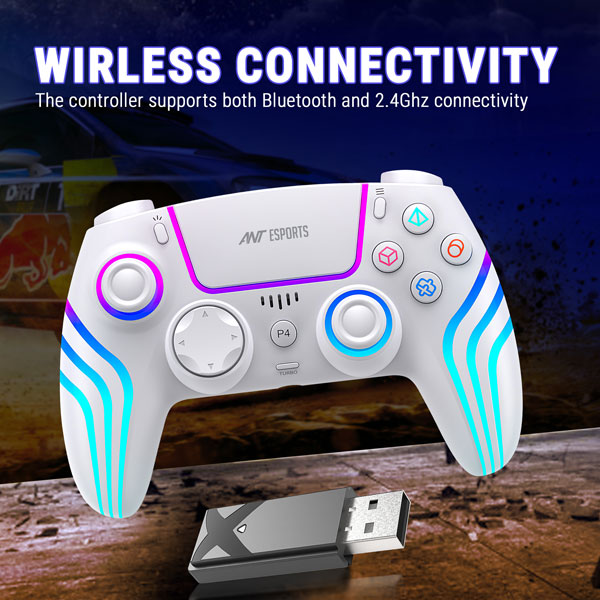 Ant Esports GP400 RGB Wireless White Game Controller with Touch Pad