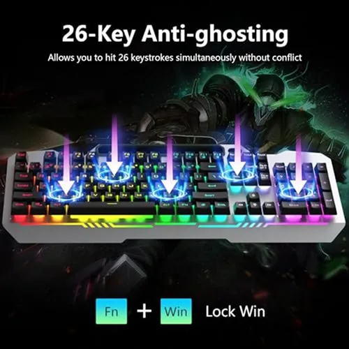 Aula T102 Gaming Keyboard and Mouse Combo With Gray Panel Black Keycaps