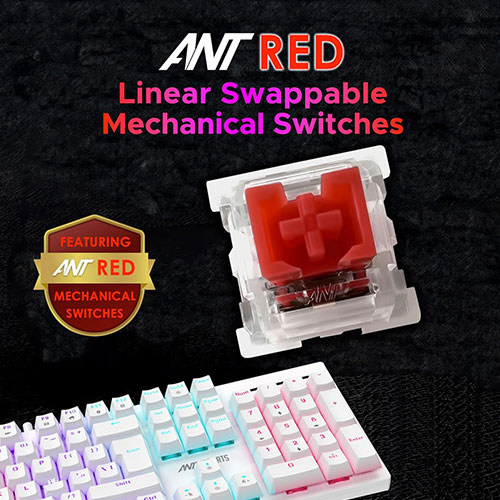 Ant Esports MK3400 Pro V3 White Mechanical Gaming Keyboard with Red Switches