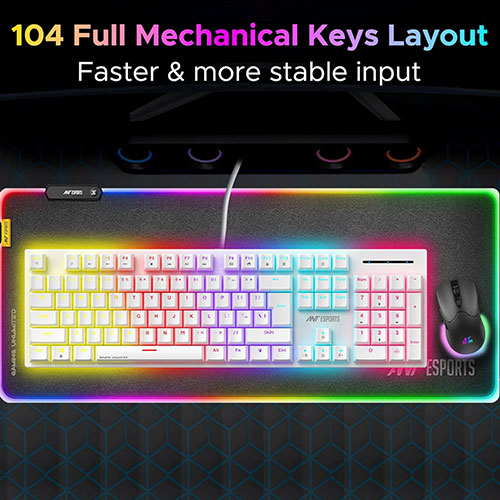 Ant Esports MK3400 Pro V3 White Mechanical Gaming Keyboard with Red Switches