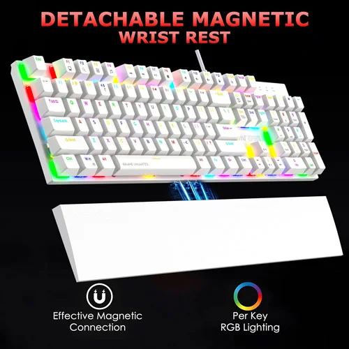 Ant Esports MK4100 RGB White Keyboard with Red Switches