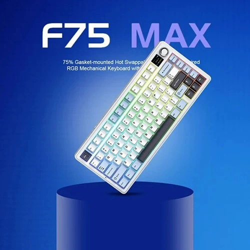 Aula F75 Max Wireless Tri Mode RGB 75 Percent Mechanical Gaming Ice Blue Keyboard With Reaper Switch