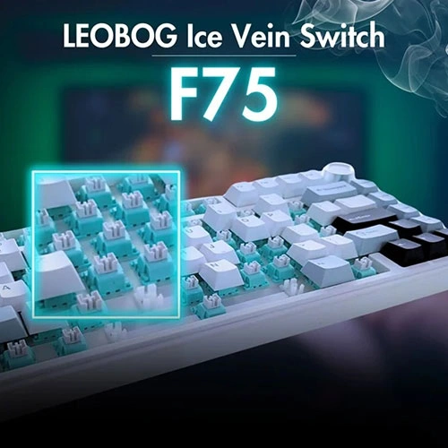 Aula F75 Wireless Tri Mode RGB 75 Percent Mechanical Gaming White and Blue Keyboard With Ice Vein Switch