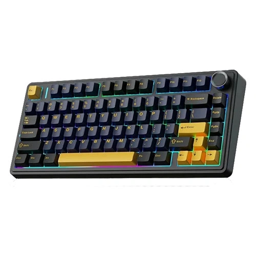 Aula F75 Wireless Tri Mode RGB 75 Percent Mechanical Gaming Thunder Black Keyboard With Graywood Switch