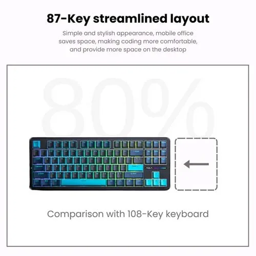 Aula F87 Wireless Tri Mode RGB Mechanical Gaming Blue and Cyan Keyboard With Graywood V4 Switch