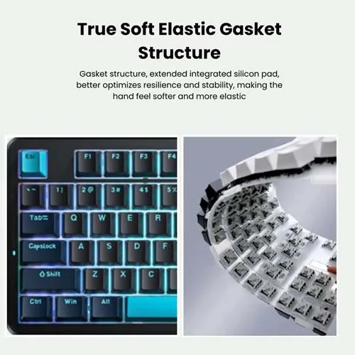 Aula F87 Wireless Tri Mode RGB Mechanical Gaming Blue and Cyan Keyboard With Graywood V4 Switch