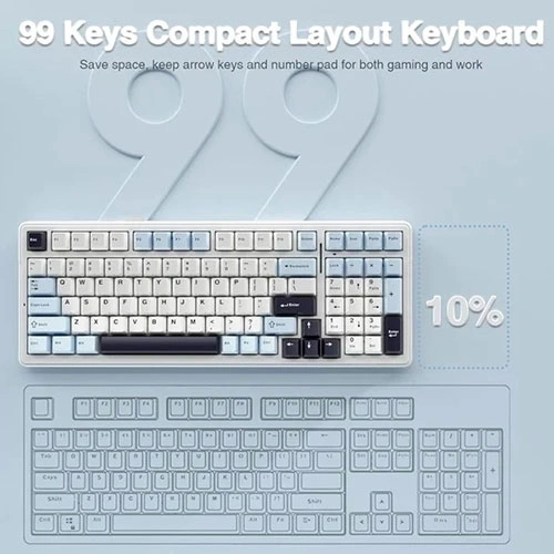 Aula F99 Tri Mode RGB Mechanical Gaming Ice Blue Keyboard with Reaper Switches