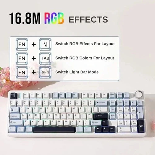 Aula F99 Pro Wireless Tri Mode RGB Mechanical Gaming Ice Blue Keyboard With Star Vector Switch