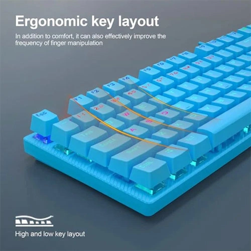 Aula S2022 Rainbow Backlight Mechanical Blue Gaming Keyboard With Blue Switches