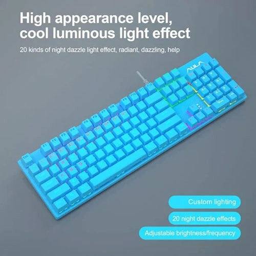 Aula S2022 Rainbow Backlight Mechanical Blue Gaming Keyboard With Blue Switches