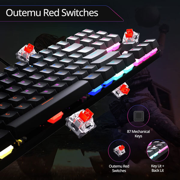 Coco Sports K12 Orion 2.0 Tenkeyless Mechanical Gaming Keyboard Red Outemu Switches