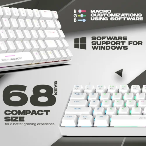 Cosmic Byte Artemis White Keyboard with Blue Mechanical Switch